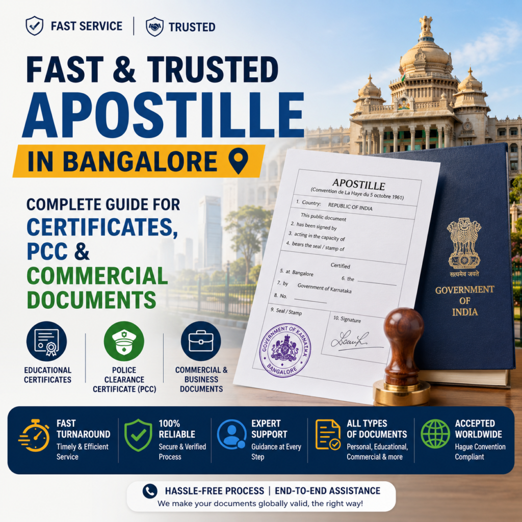 Apostille in Bangalore – Best & Trusted Certificate Legalization Services
